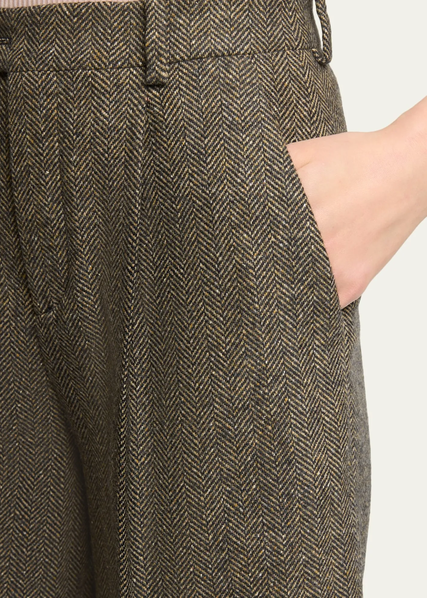 Saint LaurentHerringbone Wool Culotte Shorts