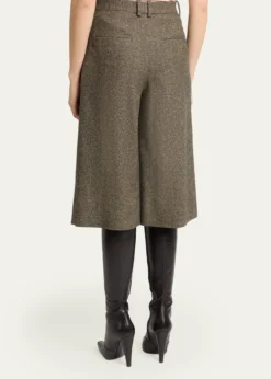 Saint LaurentHerringbone Wool Culotte Shorts