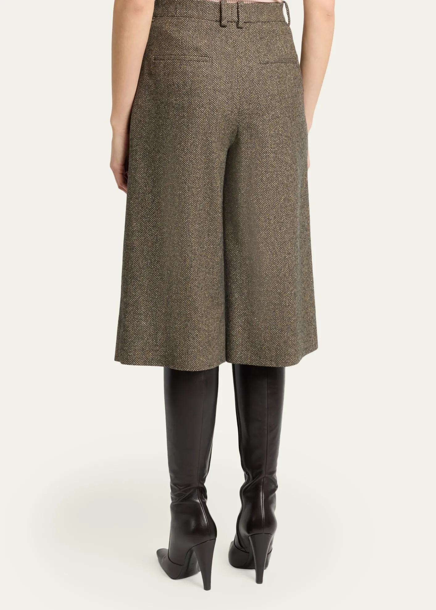 Saint LaurentHerringbone Wool Culotte Shorts