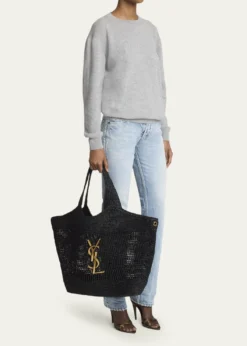 Saint LaurentIcare Medium Crochet Raffia Tote Bag