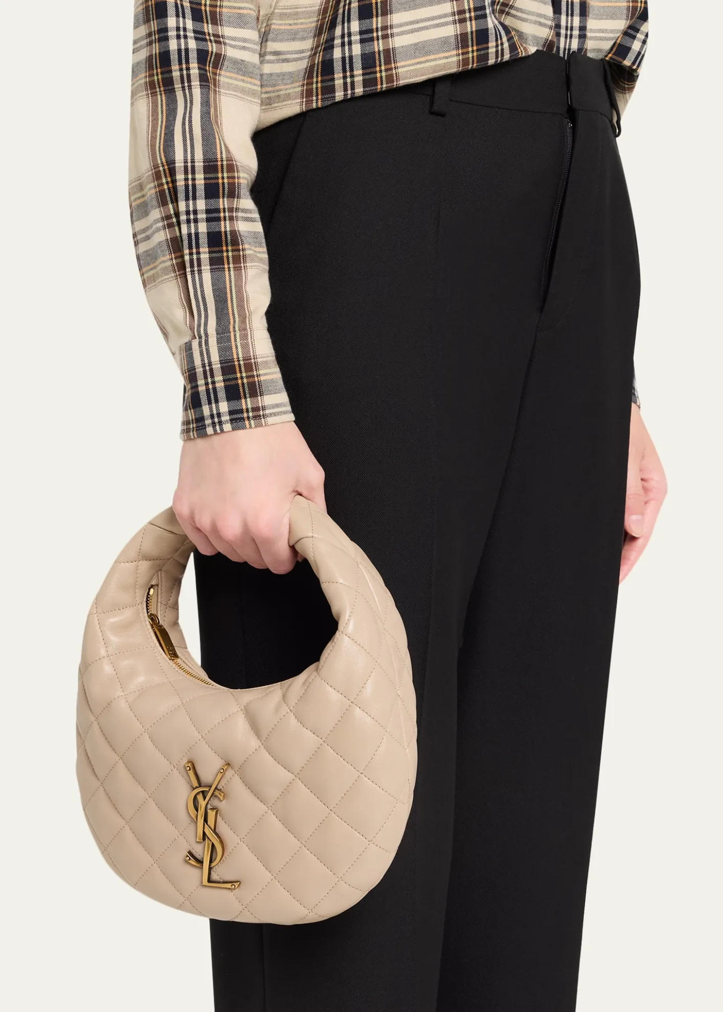 Saint LaurentIcarino Baby YSL Quilted Leather Hobo Bag