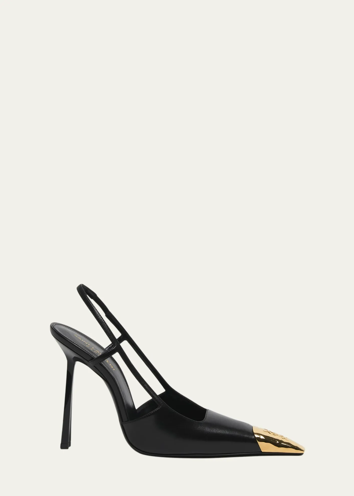 Saint LaurentJeanne Leather Metallic-Toe Slingback Pumps