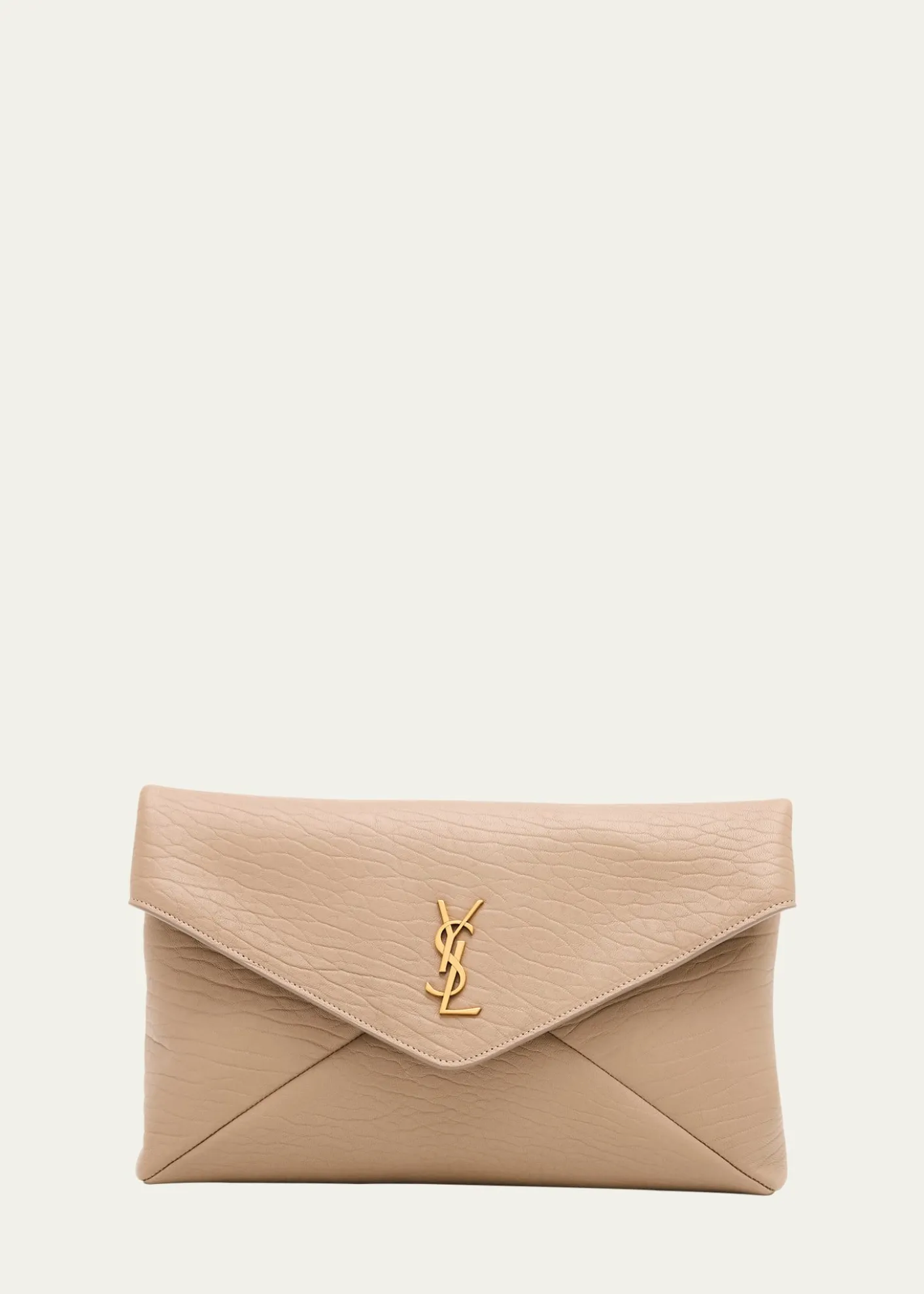 Saint LaurentLarge YSL Envelope Pouch Clutch Bag in Leather