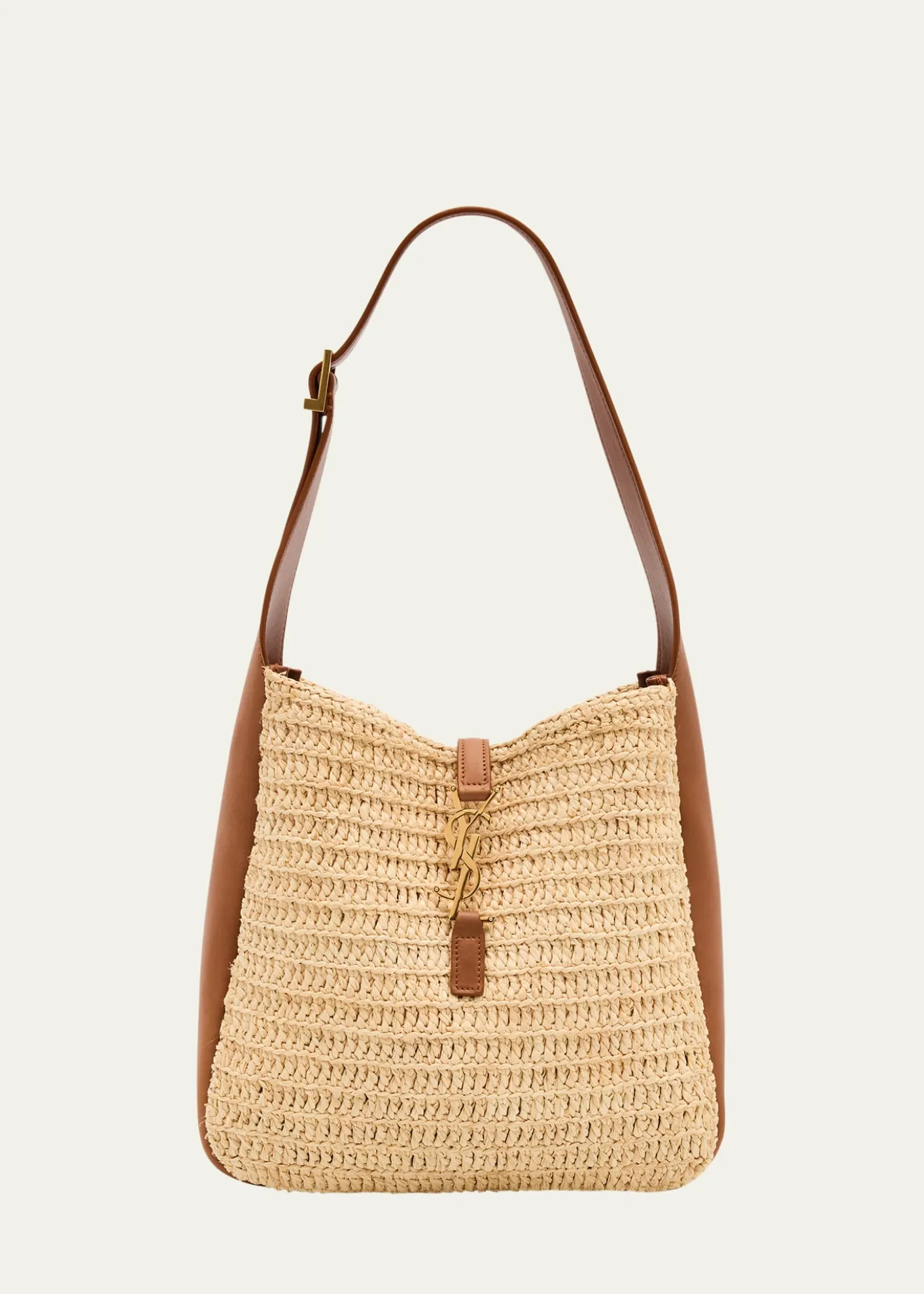 Saint LaurentLe 5 A 7 Small Shoulder Bag in Raffia and Leather