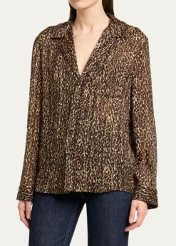 Saint LaurentLeopard-Print Pajama Blouse