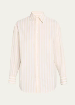 Saint LaurentLong-Sleeve Stripe Button-Down Blouse