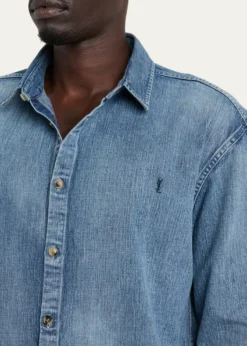 Saint LaurentMen's Cassandra Denim Button-Down Shirt
