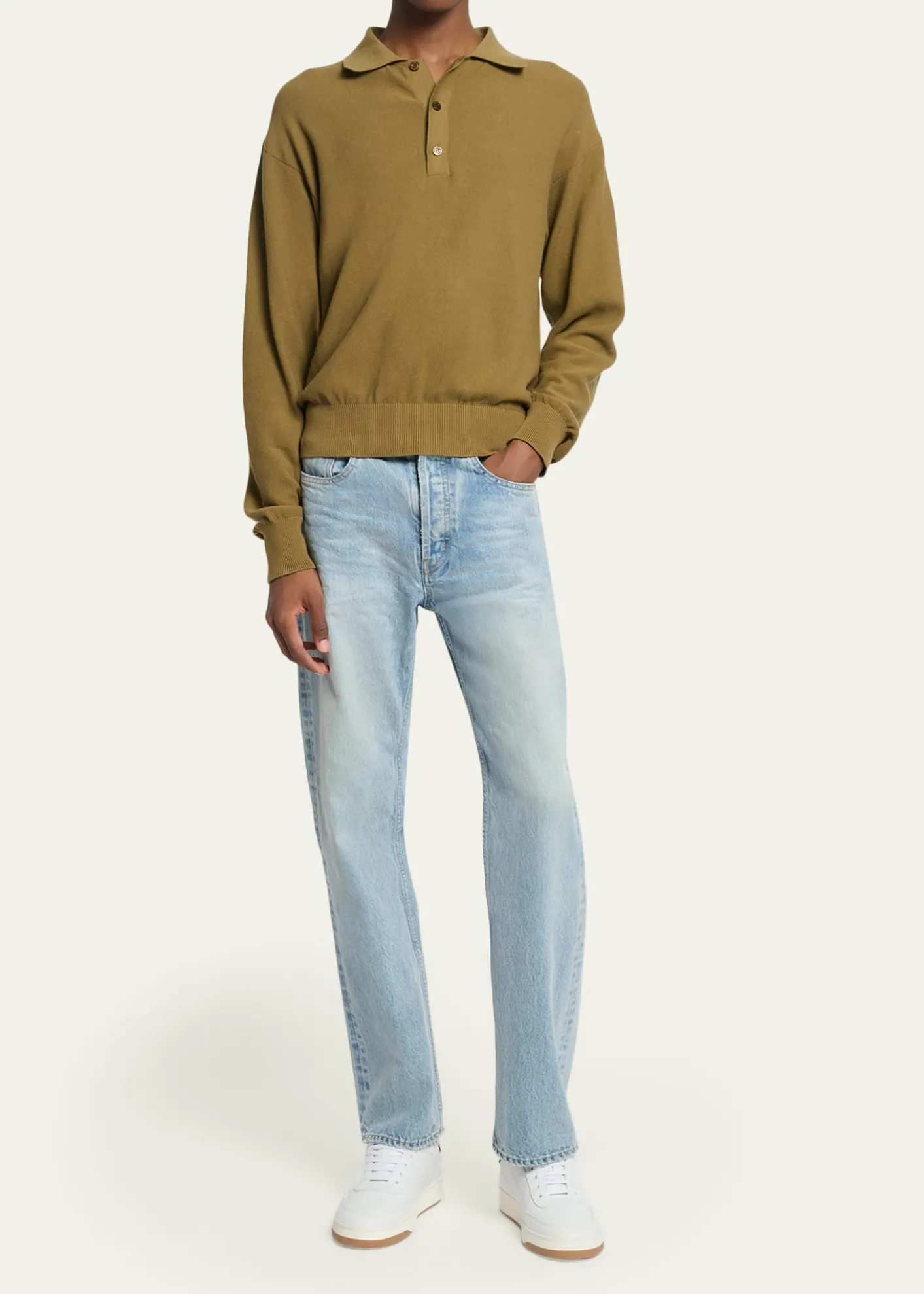 Saint LaurentMen's Cotton Knit Polo Sweater