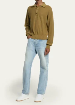 Saint LaurentMen's Cotton Knit Polo Sweater