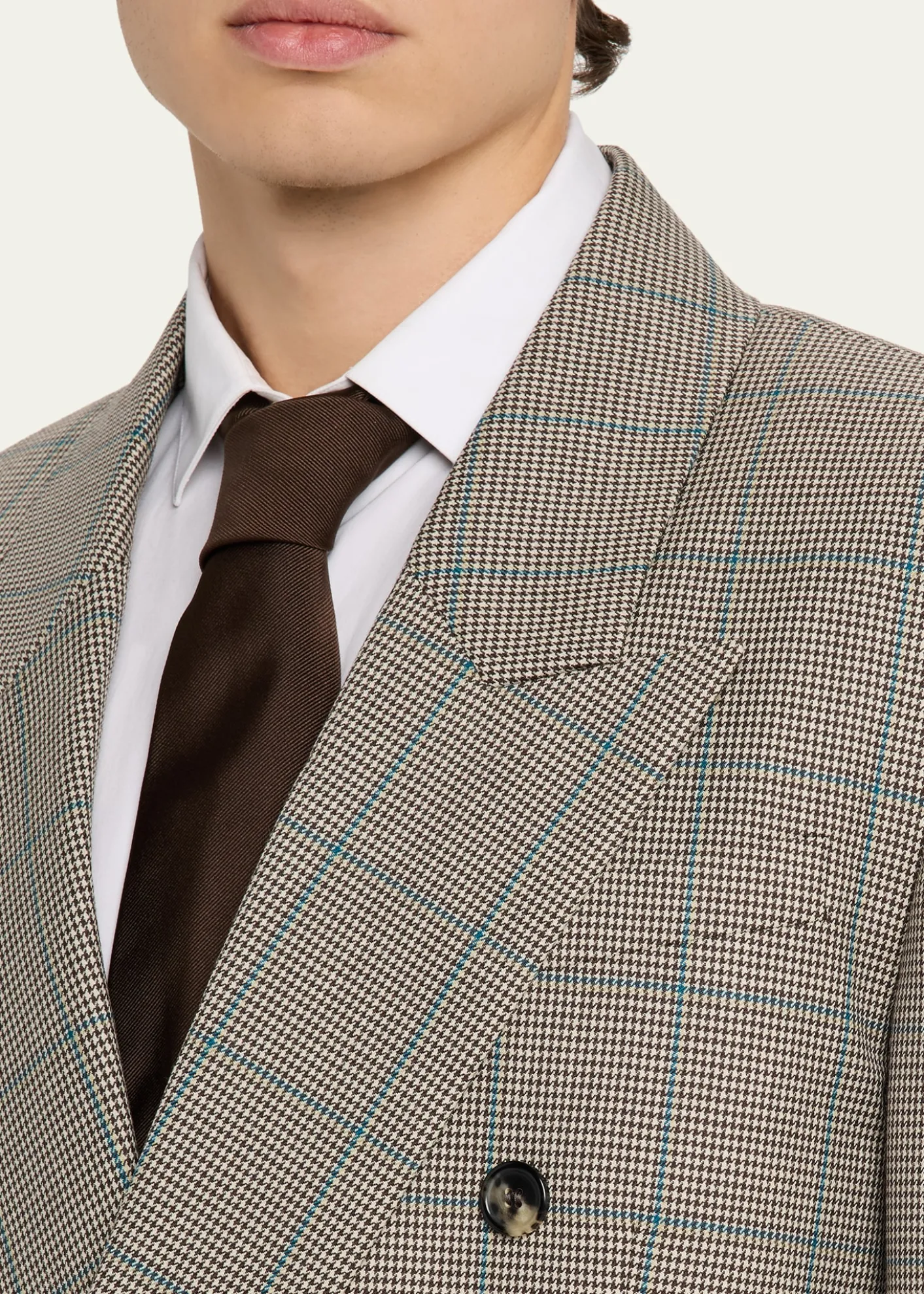 Saint LaurentMen's Double-Breasted Check Wool Blazer