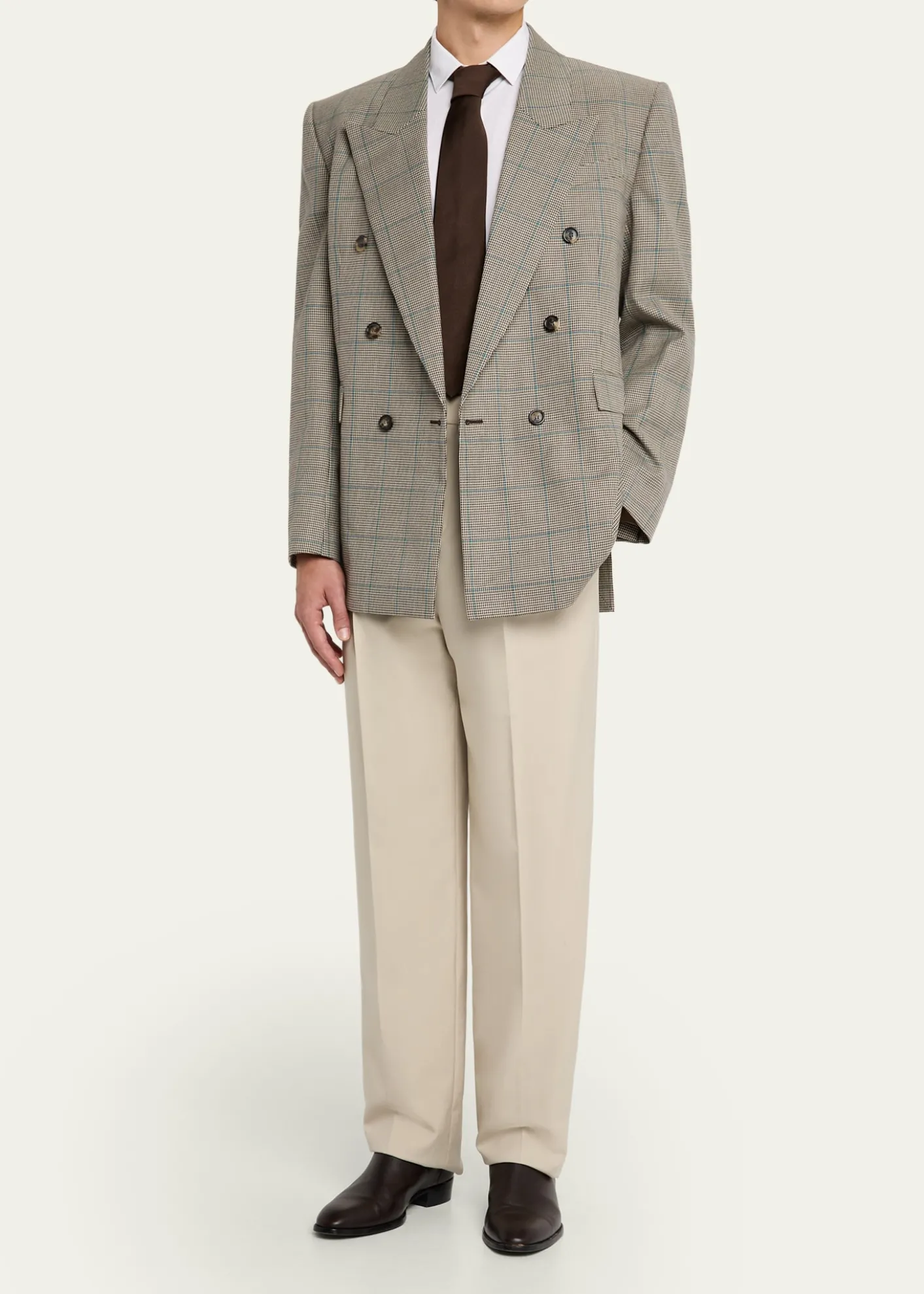 Saint LaurentMen's Double-Breasted Check Wool Blazer