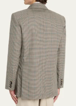 Saint LaurentMen's Double-Breasted Check Wool Blazer