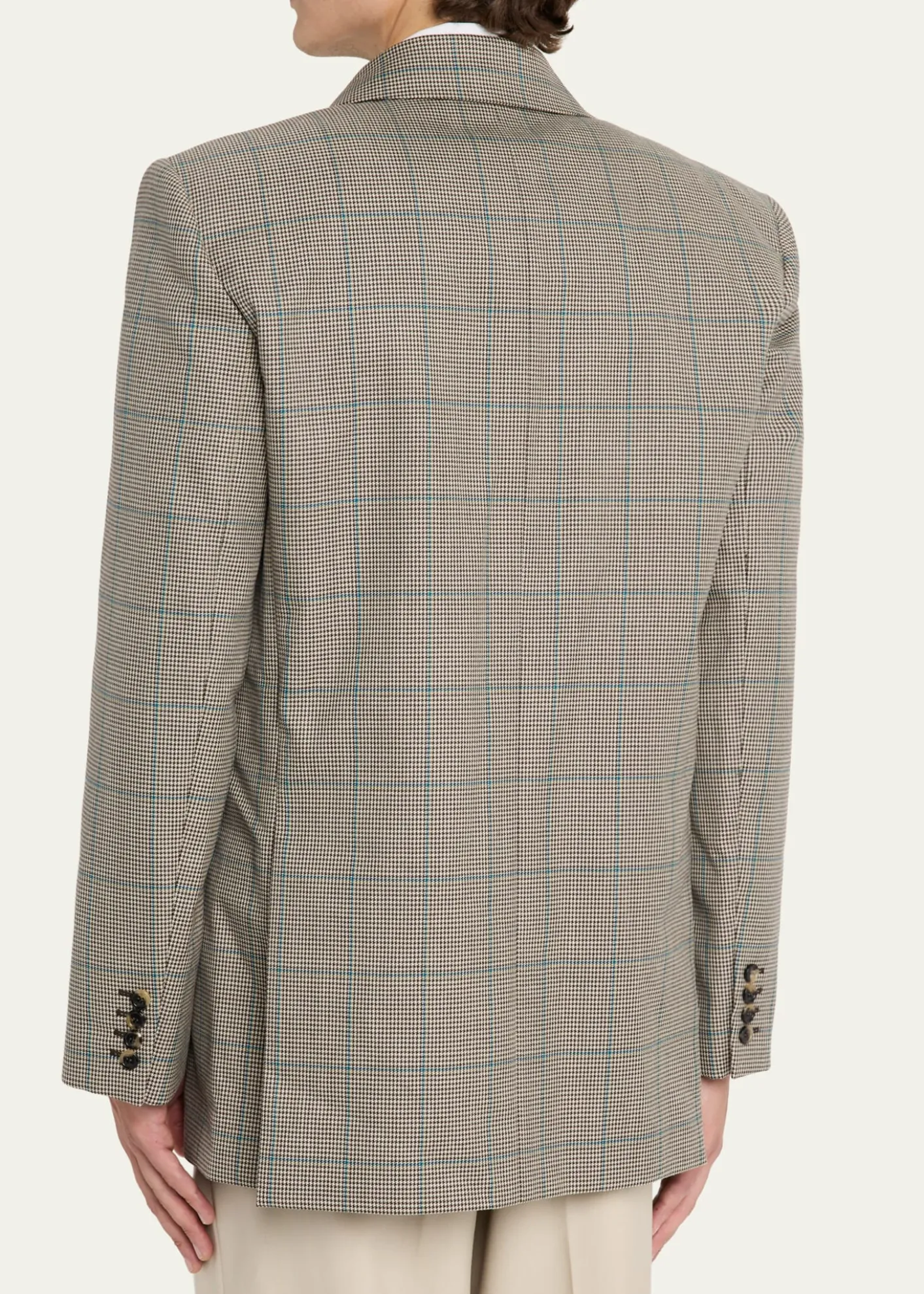 Saint LaurentMen's Double-Breasted Check Wool Blazer