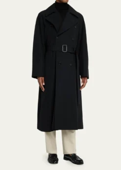 Saint LaurentMen's Grain de Poudre Belted Trench Coat