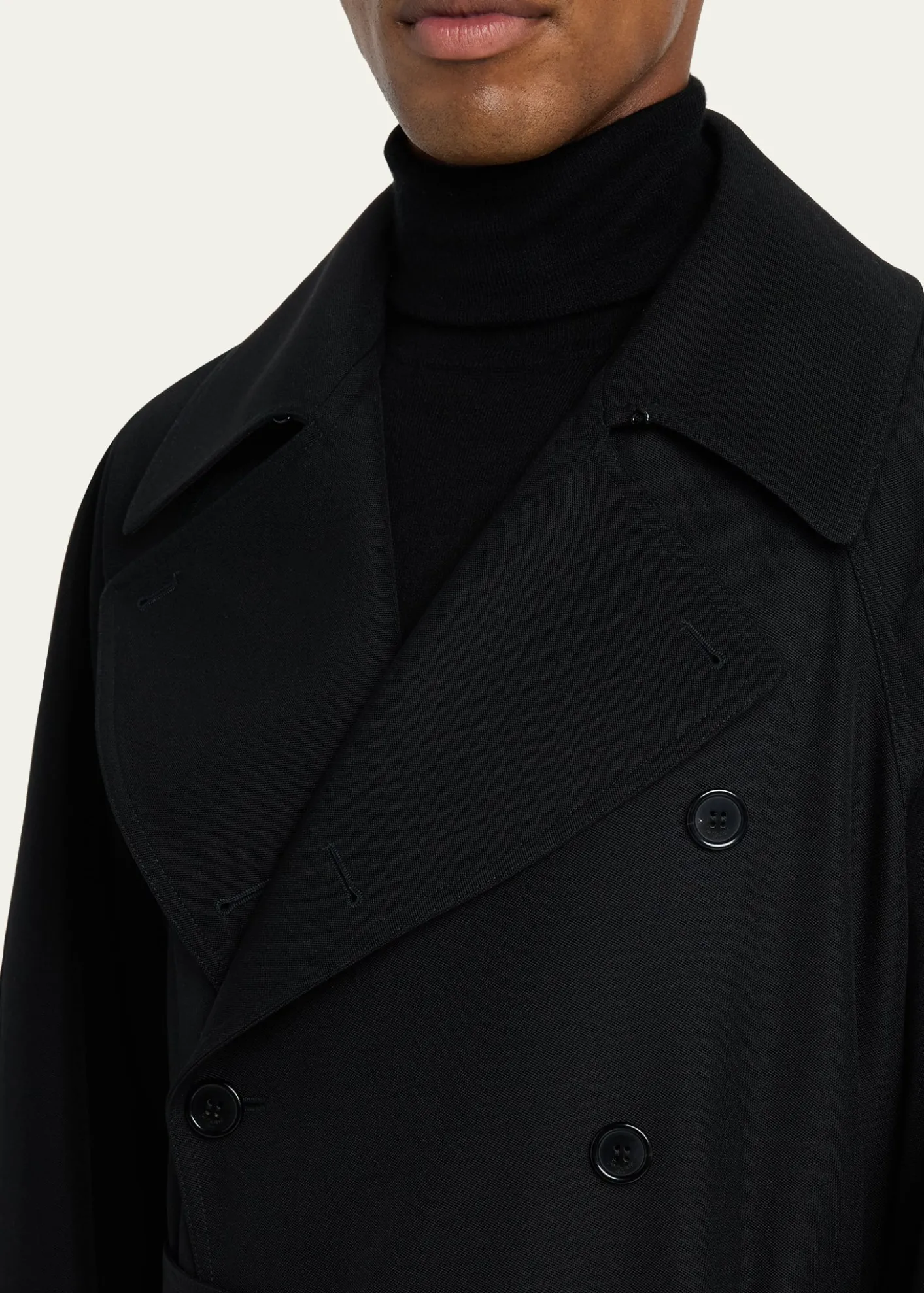 Saint LaurentMen's Grain de Poudre Belted Trench Coat