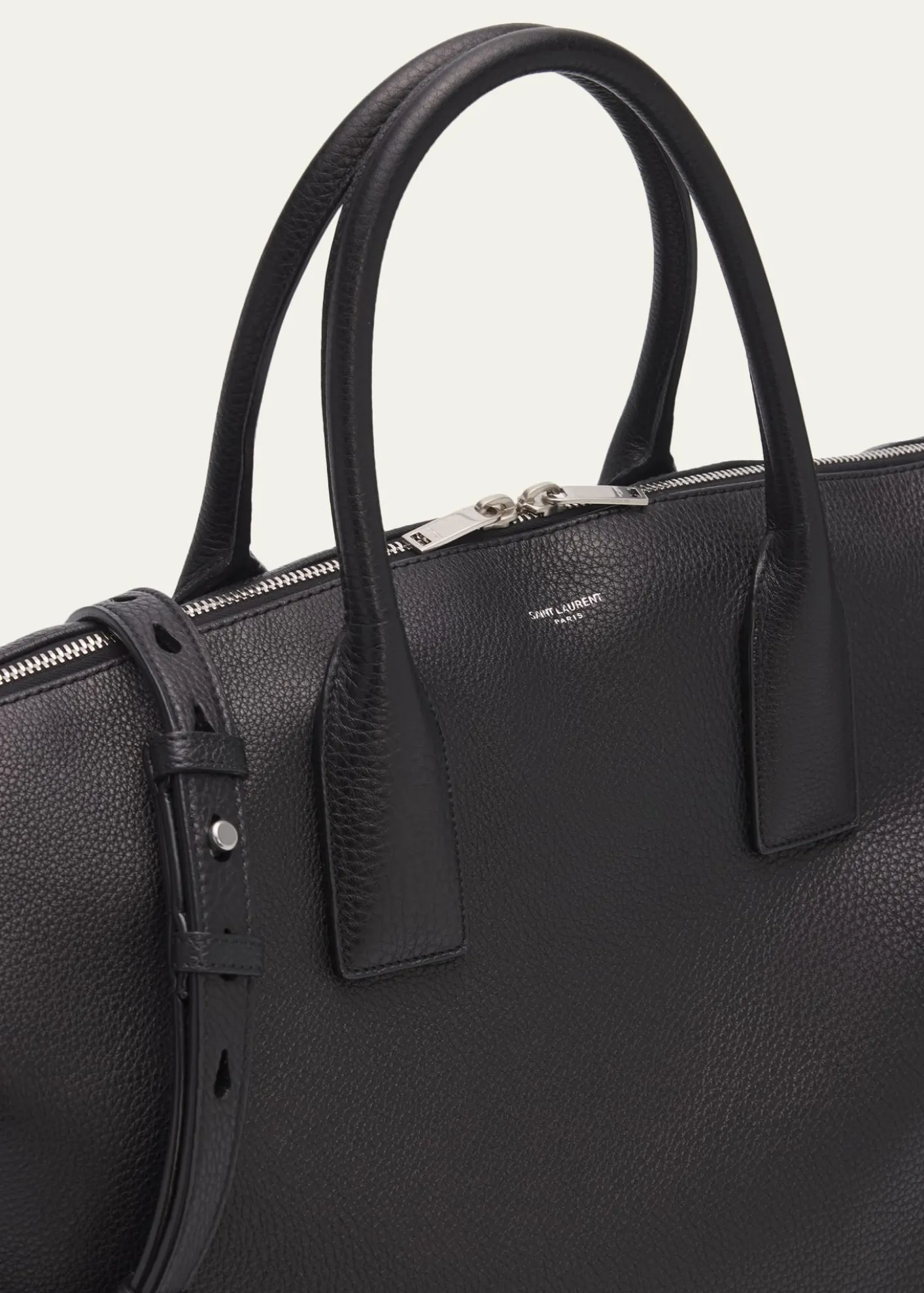 Saint LaurentMen's Grained Leather Bowling Tote Bag