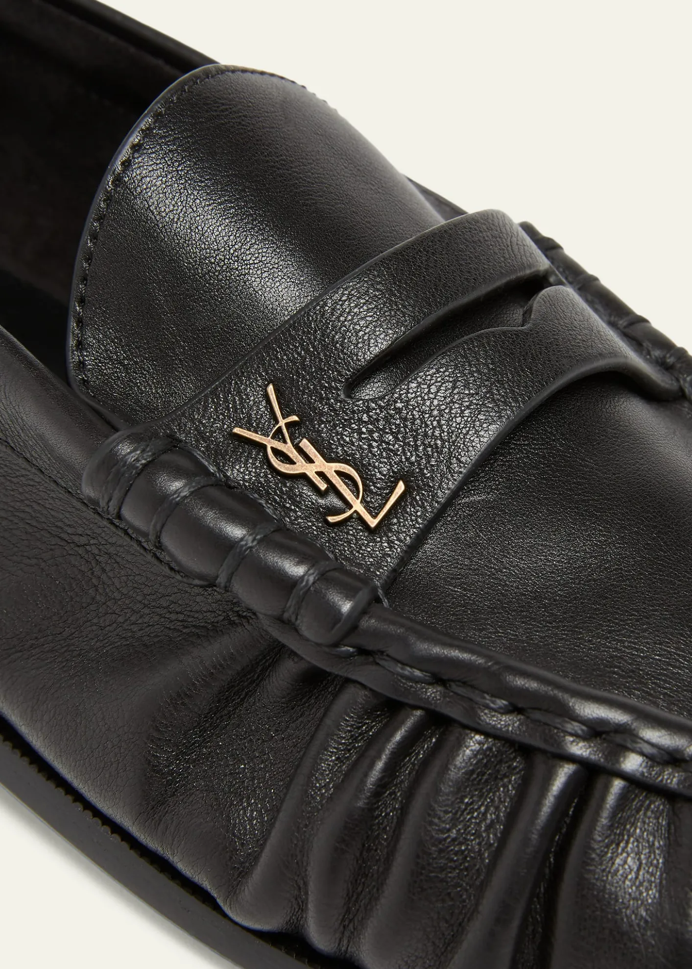 Saint LaurentMen's Le Loafer Creased Leather Mules