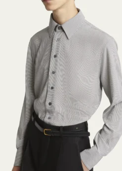 Saint LaurentMen's Micro-Striped Silk Sport Shirt