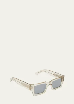 Saint LaurentMen's Rectangle Acetate Sunglasses with Logo