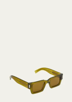 Saint LaurentMen's Rectangle Acetate Sunglasses with Logo