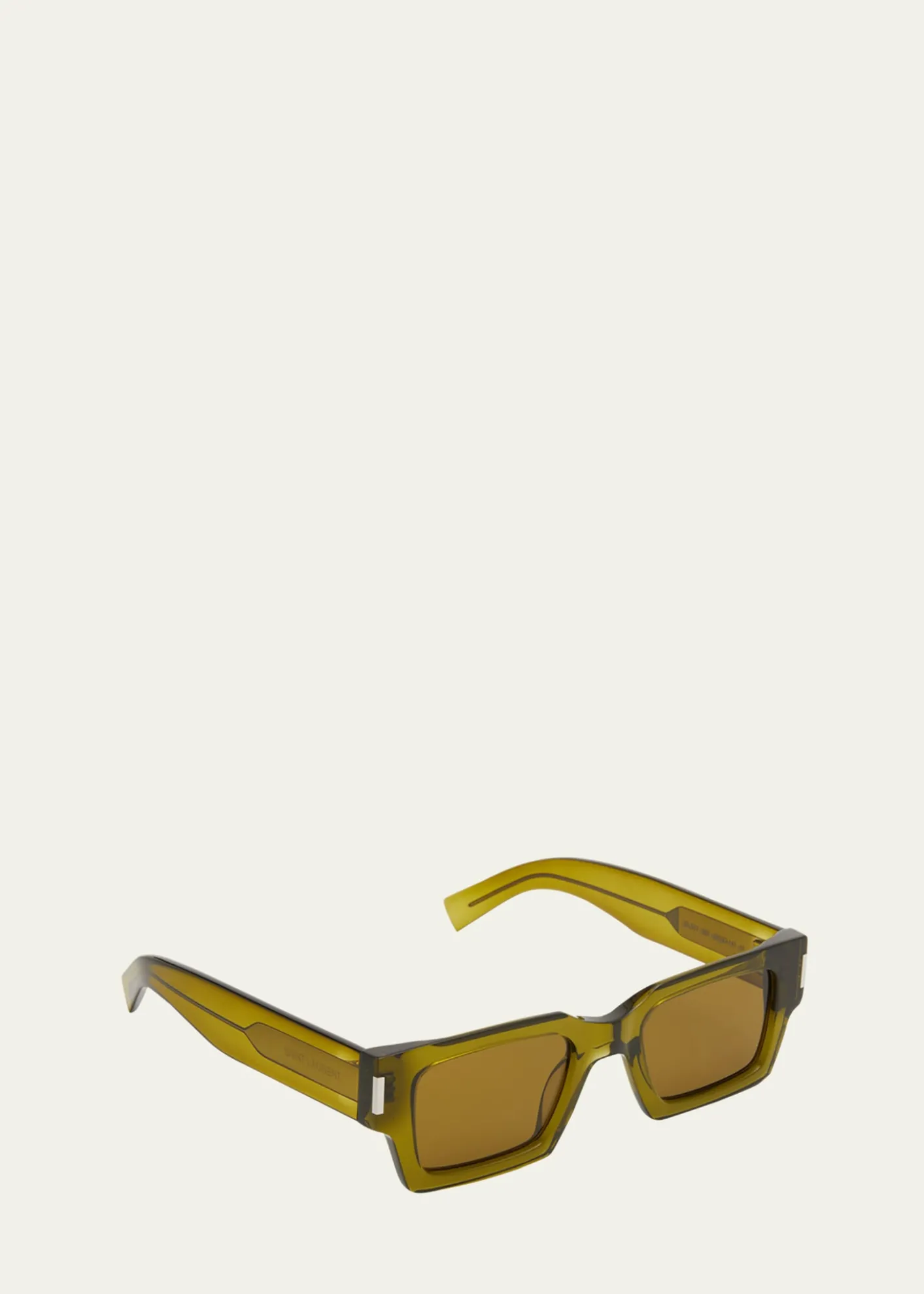 Saint LaurentMen's Rectangle Acetate Sunglasses with Logo