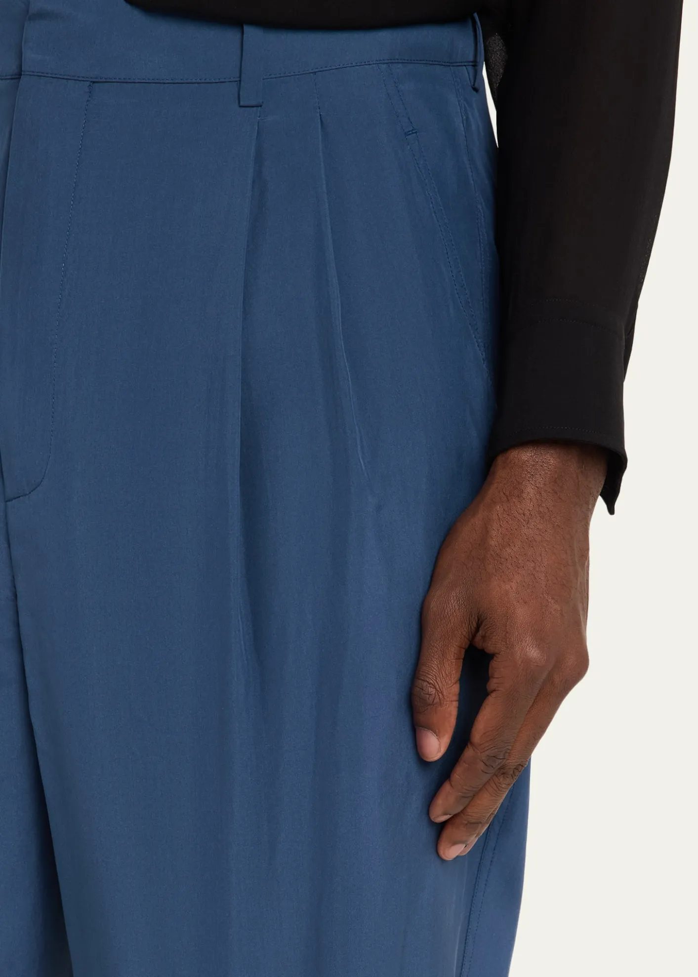 Saint LaurentMen's Silk Habotai Pleated Trousers