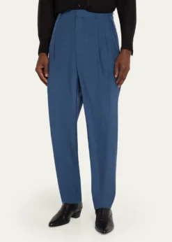 Saint LaurentMen's Silk Habotai Pleated Trousers