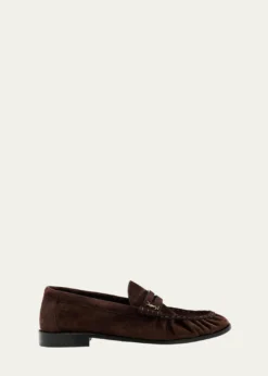 Saint LaurentMen's Suede Cassandre Penny Loafers