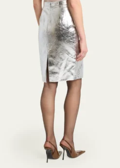 Saint LaurentMetallic Leather Pencil Skirt
