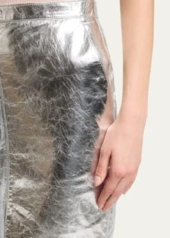 Saint LaurentMetallic Leather Pencil Skirt