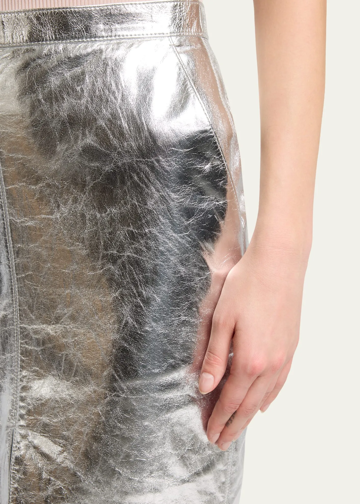 Saint LaurentMetallic Leather Pencil Skirt