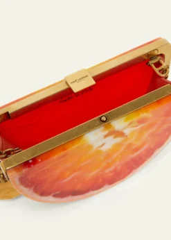 Saint LaurentMini Orange Wedge Resin Clutch Bag