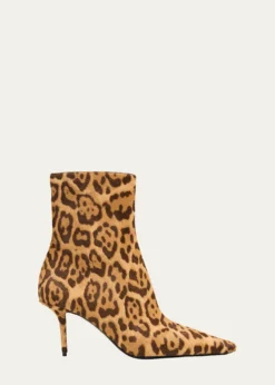 Saint Laurent75mm Ashley Leopard Calf Hair Booties