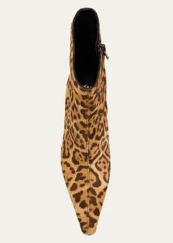 Saint Laurent75mm Ashley Leopard Calf Hair Booties