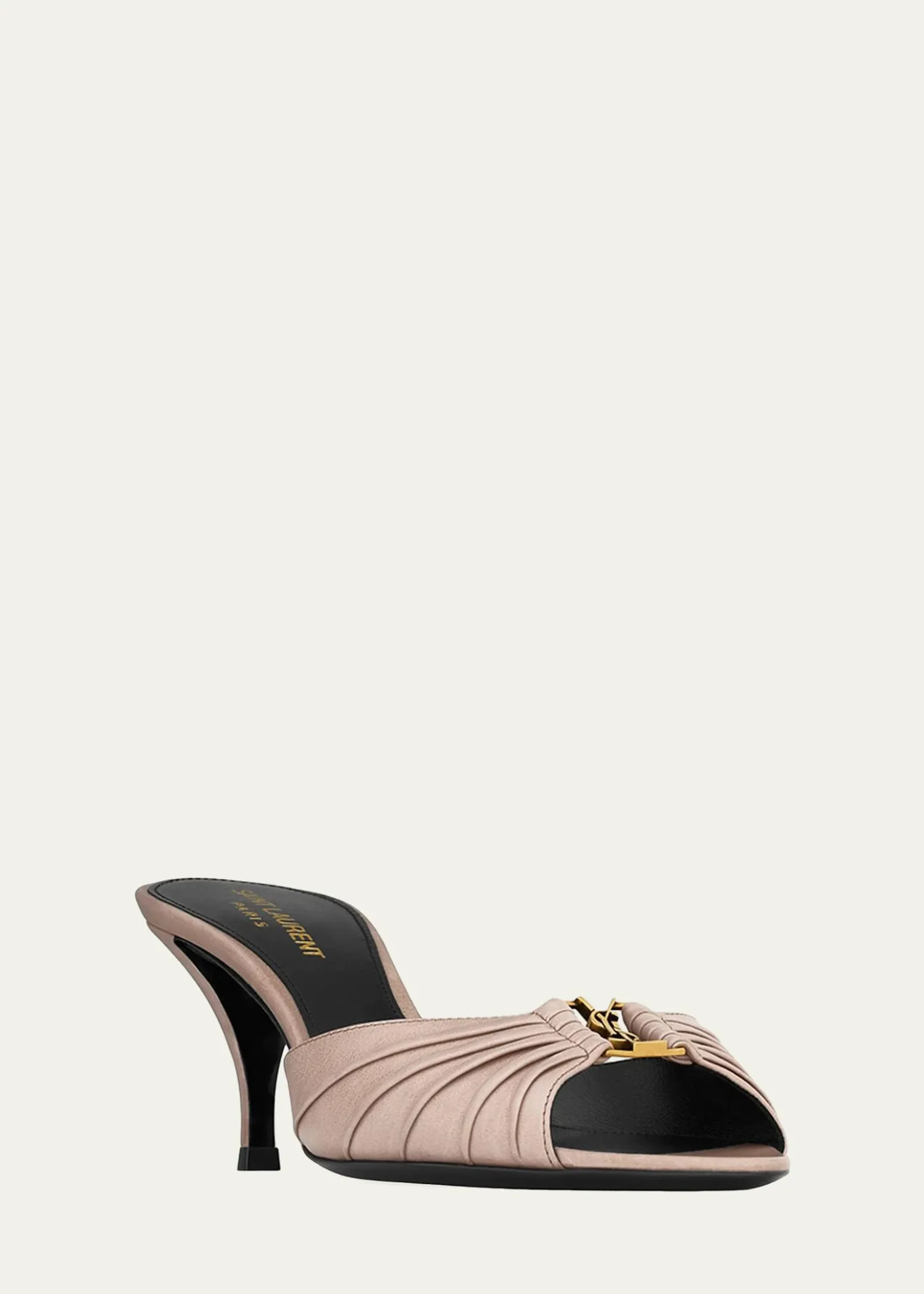 Saint Laurent75mm Corvara YSL Leather Mule Pumps