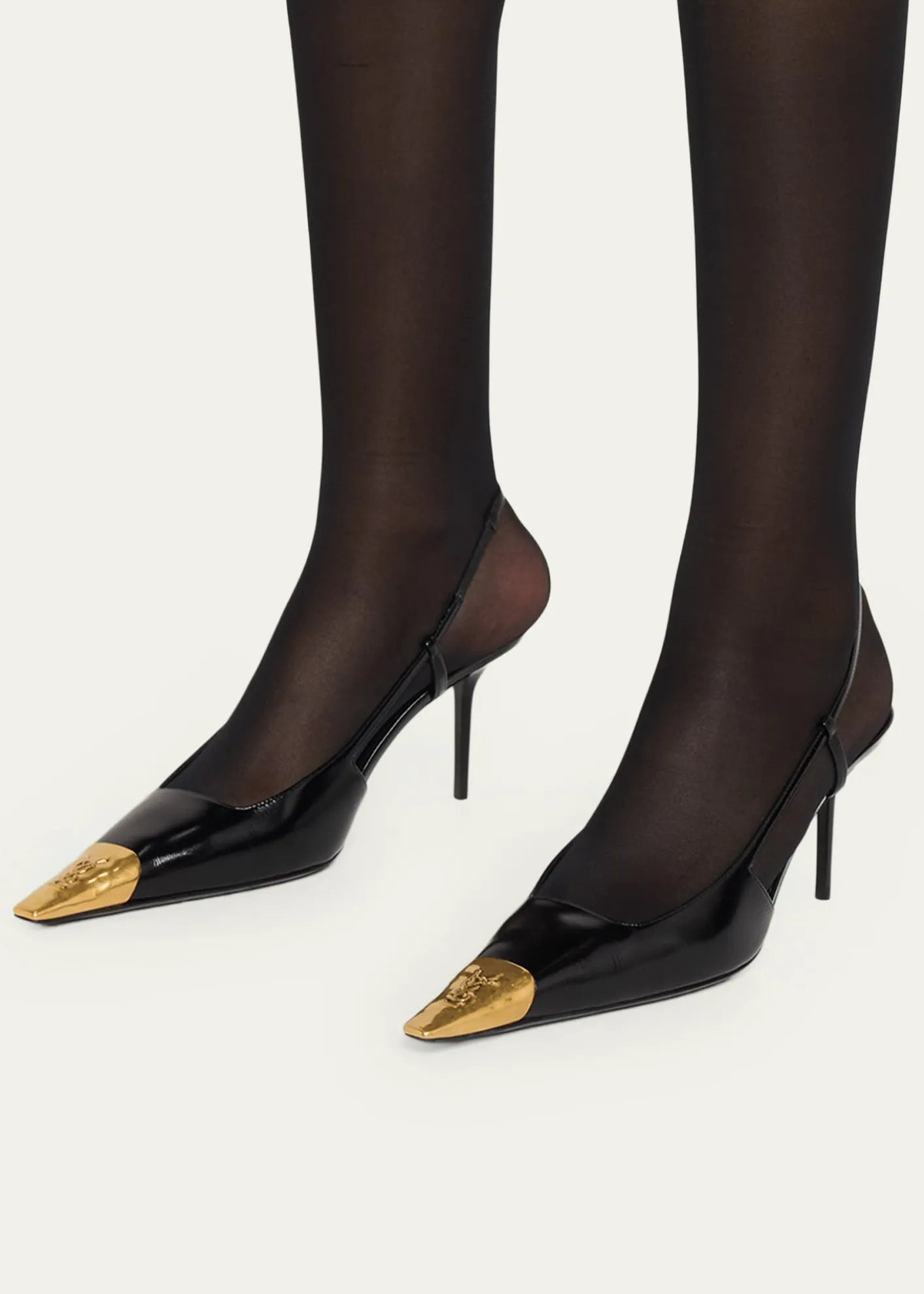 Saint Laurent75mm Jeanne Leather Slingback Pumps
