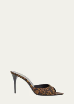 Saint Laurent90mm Leopard Grosgrain Mule Pumps