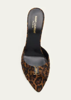 Saint Laurent90mm Leopard Grosgrain Mule Pumps