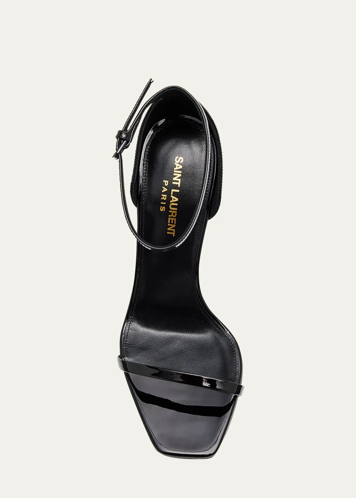 Saint Laurent110mm Opyum YSL Patent Leather Sandals with Golden Hardware