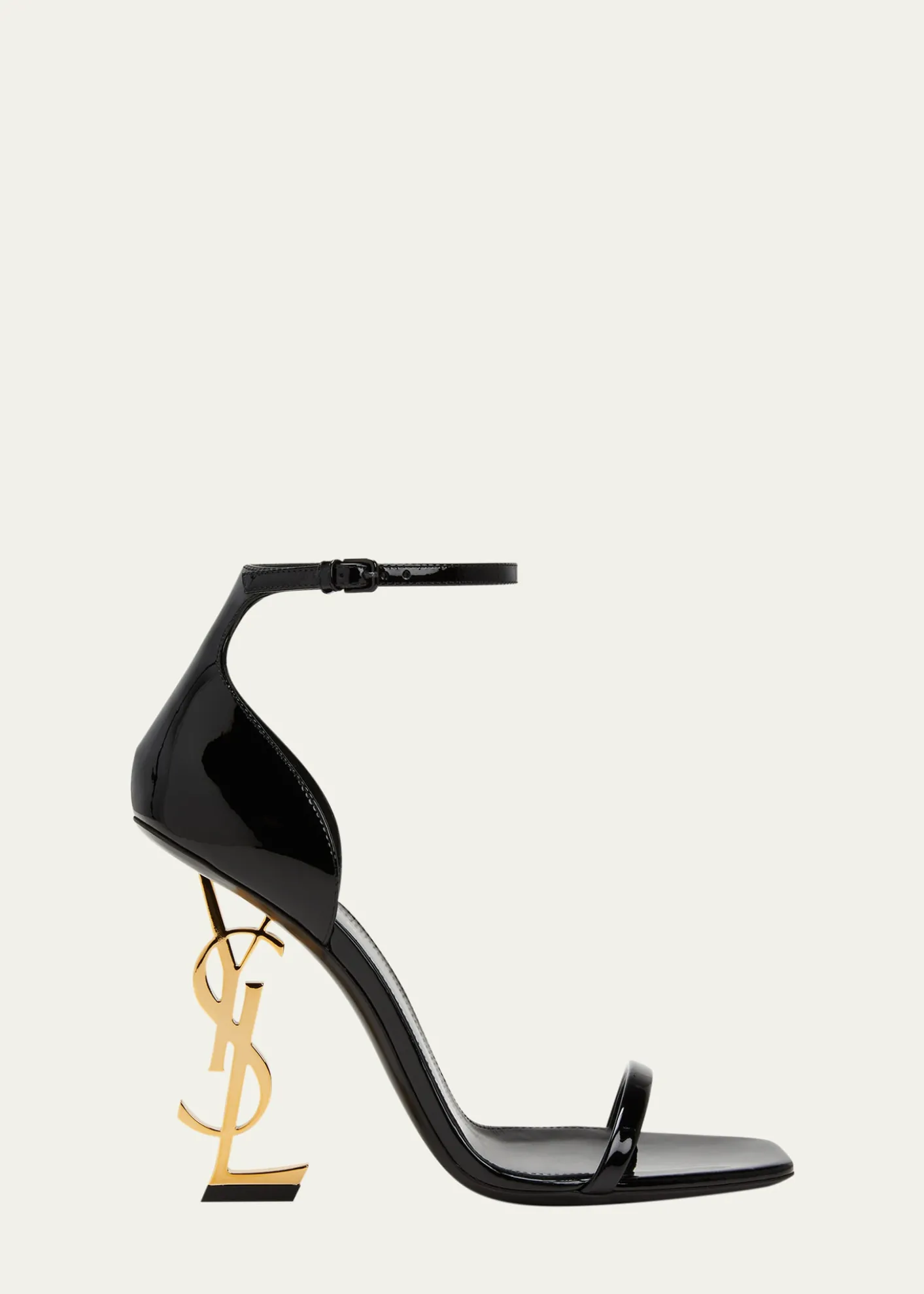 Saint Laurent110mm Opyum YSL Patent Leather Sandals with Golden Hardware