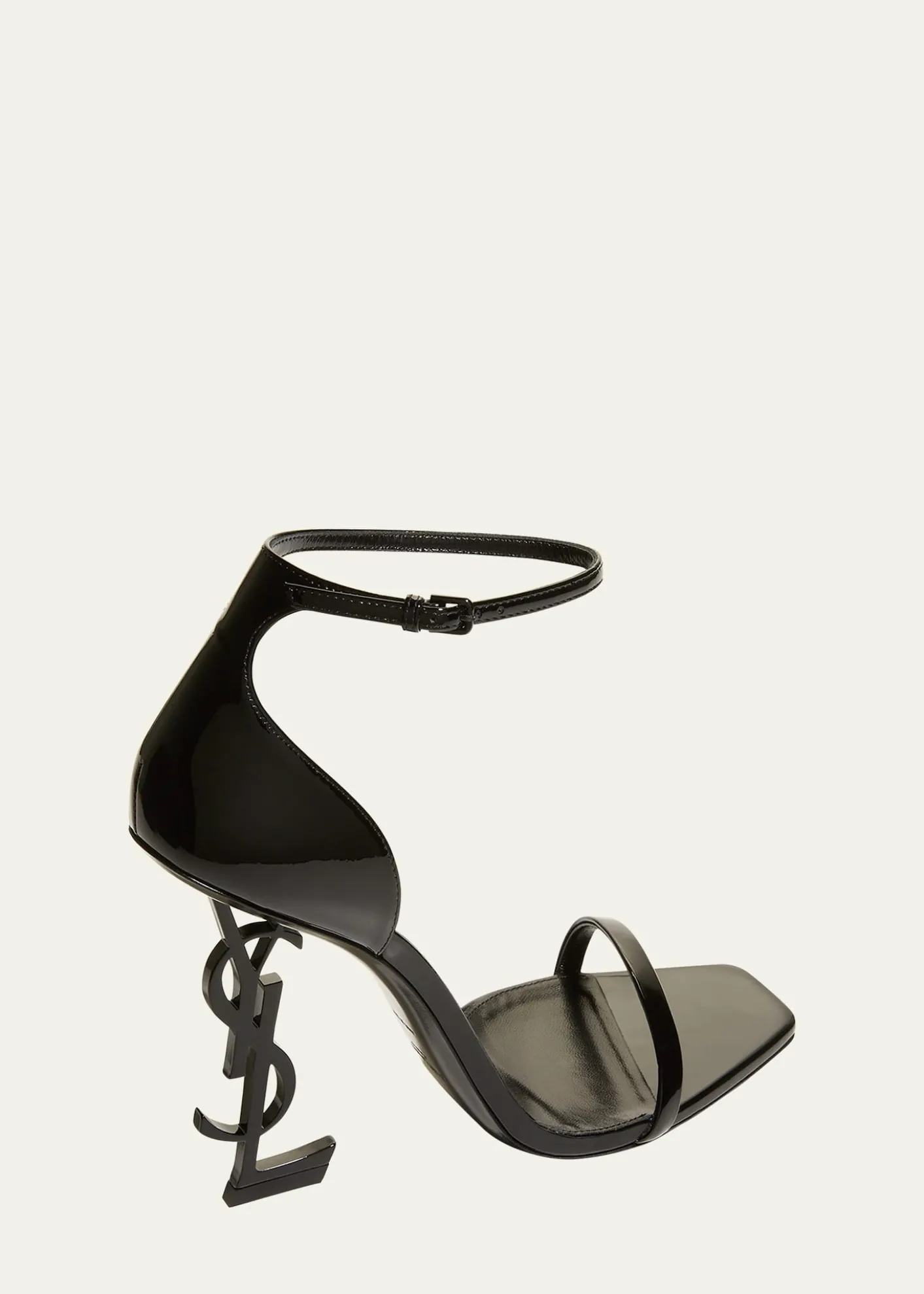 Saint Laurent110mm Opyum YSL Patent Leather Sandals with Black Hardware