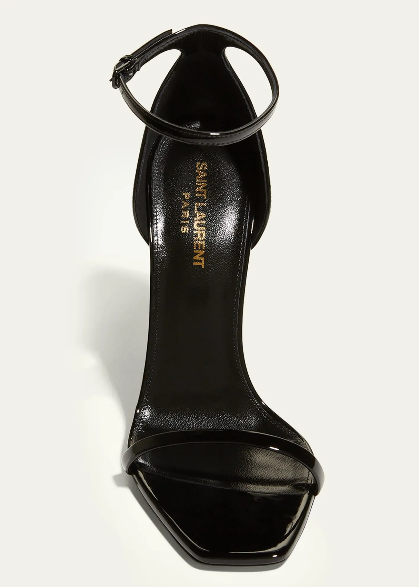 Saint Laurent110mm Opyum YSL Patent Leather Sandals with Black Hardware