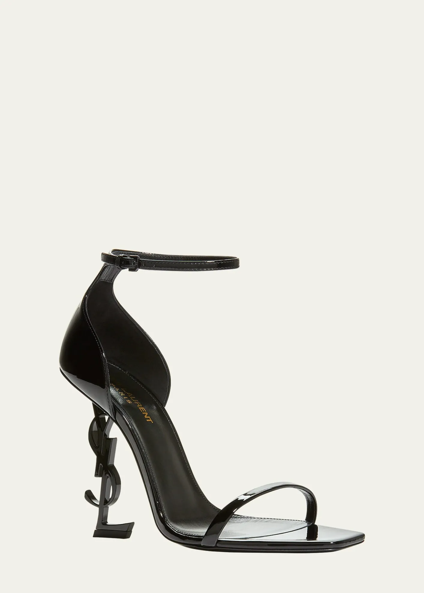 Saint Laurent110mm Opyum YSL Patent Leather Sandals with Black Hardware