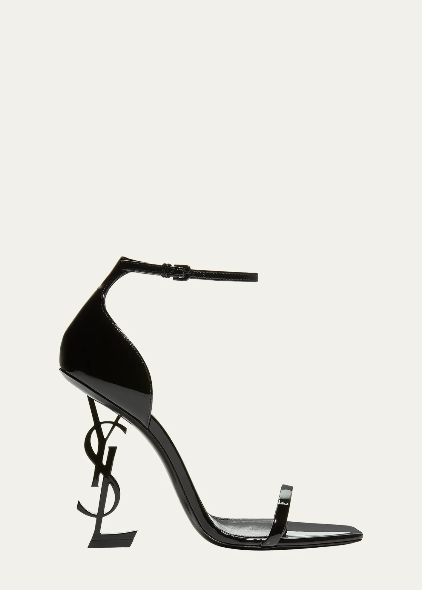 Saint Laurent110mm Opyum YSL Patent Leather Sandals with Black Hardware