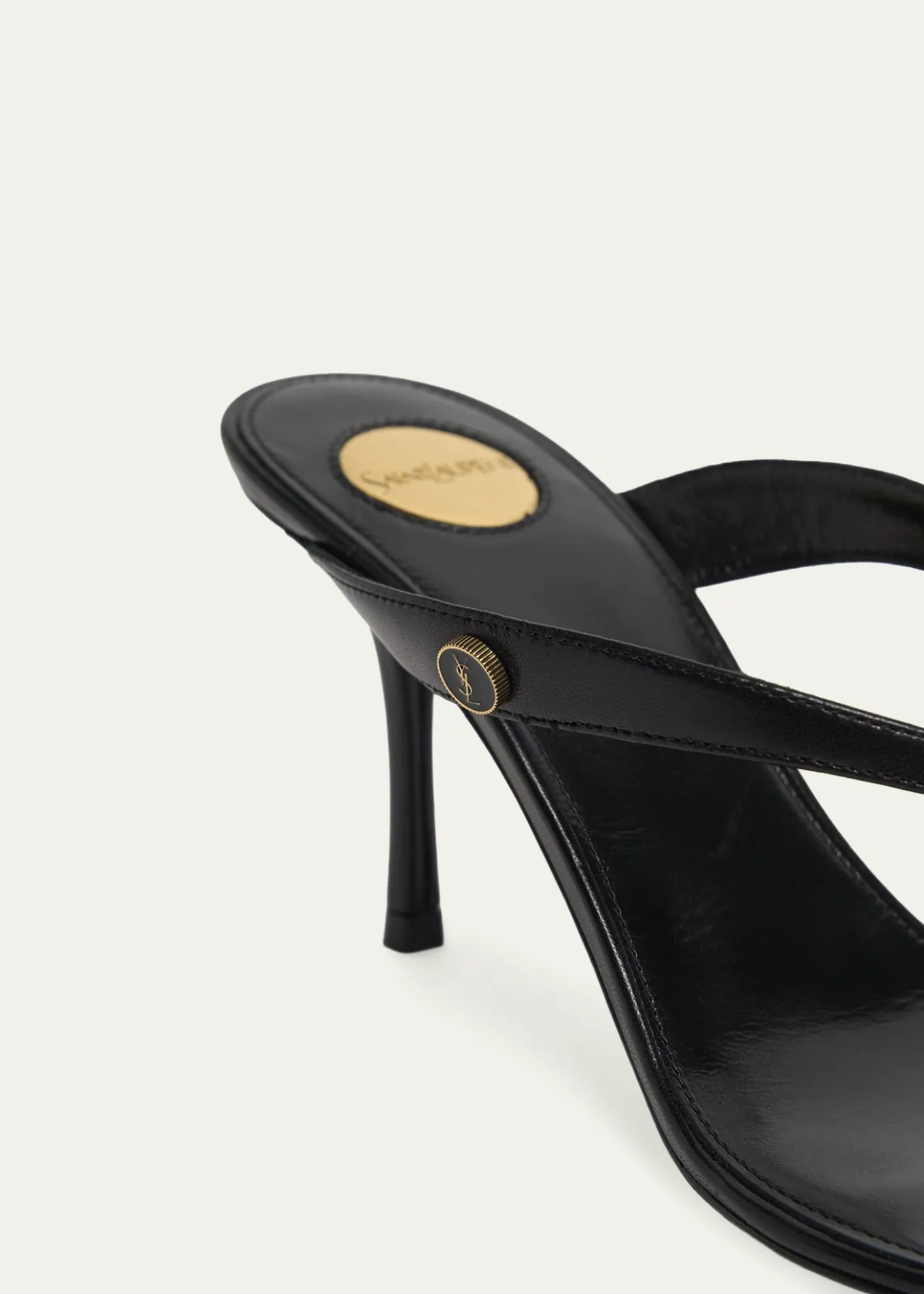 Saint Laurent75mm Sue Leather Thong Mules