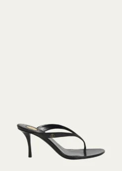 Saint Laurent75mm Sue Leather Thong Mules