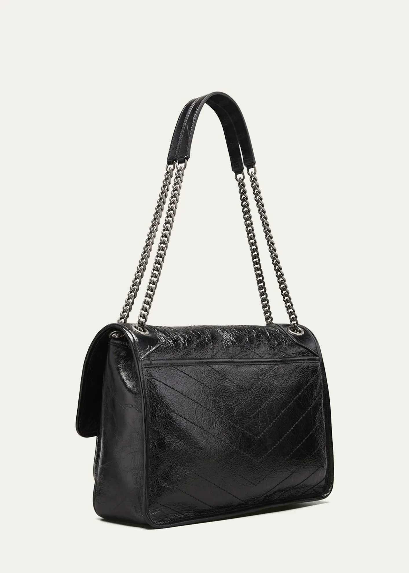 Saint LaurentNiki Large Flap YSL Shoulder Bag in Crinkled Leather