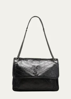 Saint LaurentNiki Large Flap YSL Shoulder Bag in Crinkled Leather