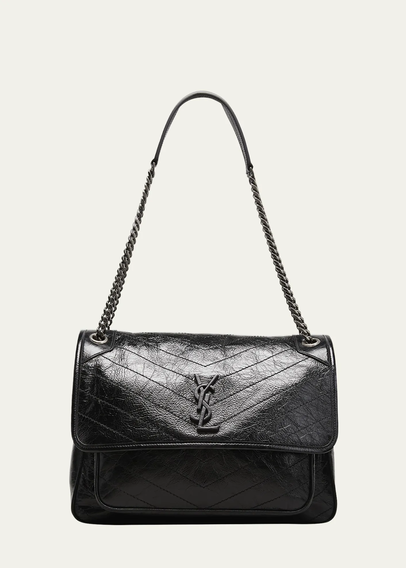 Saint LaurentNiki Large Flap YSL Shoulder Bag in Crinkled Leather