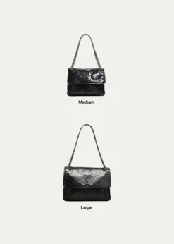 Saint LaurentNiki Medium Flap YSL Shoulder Bag in Crinkled Leather